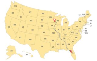 Us Map Fl To Mn