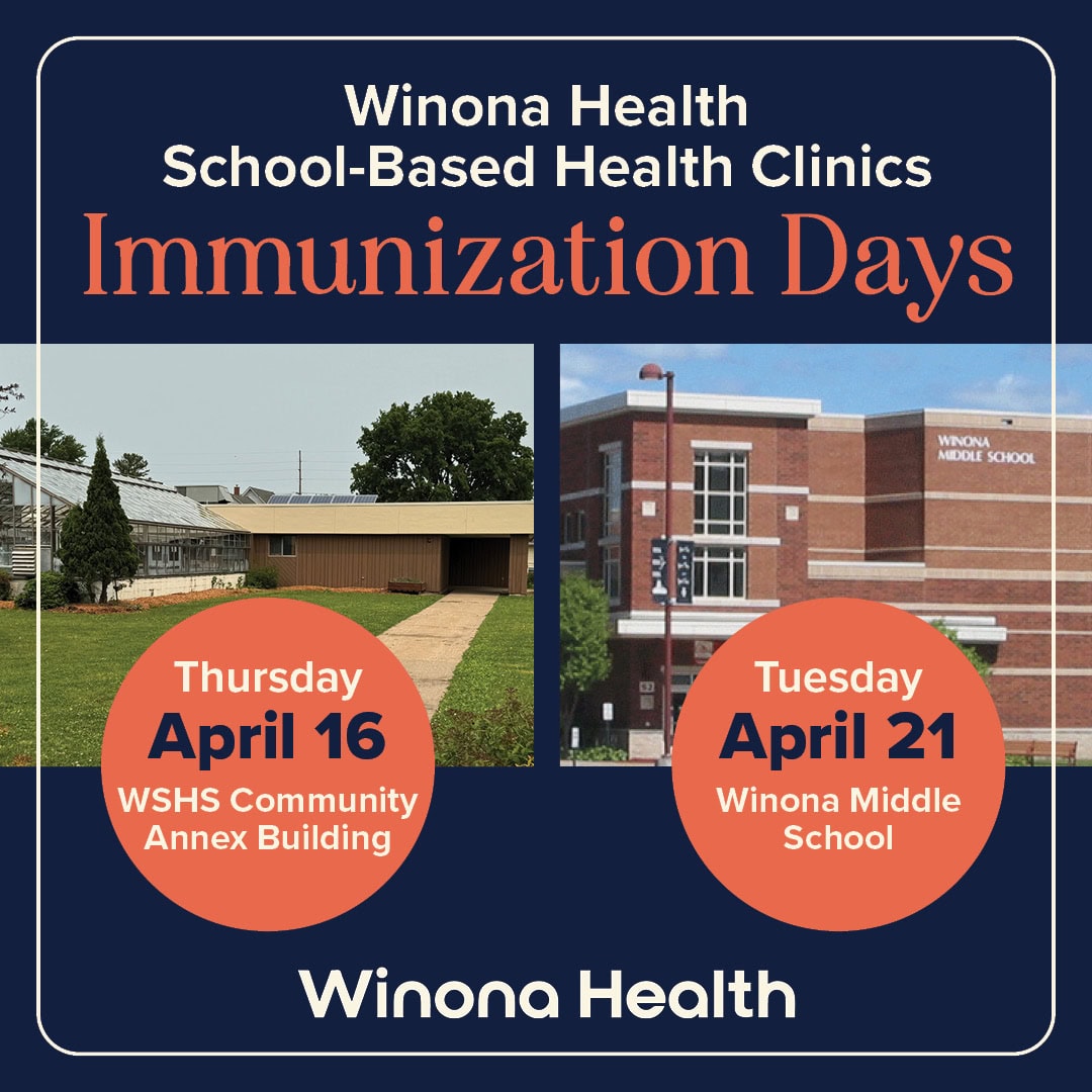 Winona Health School-Based Health Clinics Hosting Immunization Days For Students 2 Wh Sbhc Immunization Day Wshs Wms 2026 Social 1080X1080 1